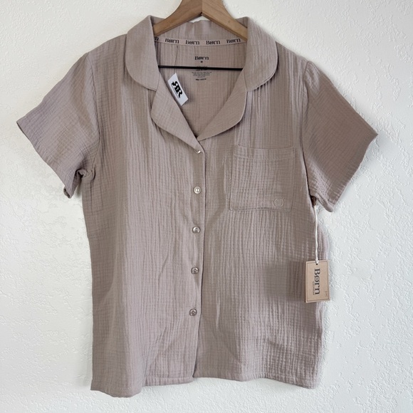 Born Taupe Short Sleeve Pajama Top - Picture 1 of 6